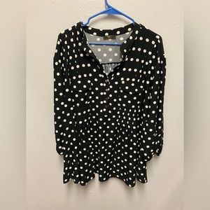 Verarose Women Black and White Polka Dot 3/4 Sleeve Blouse. Size 3X.